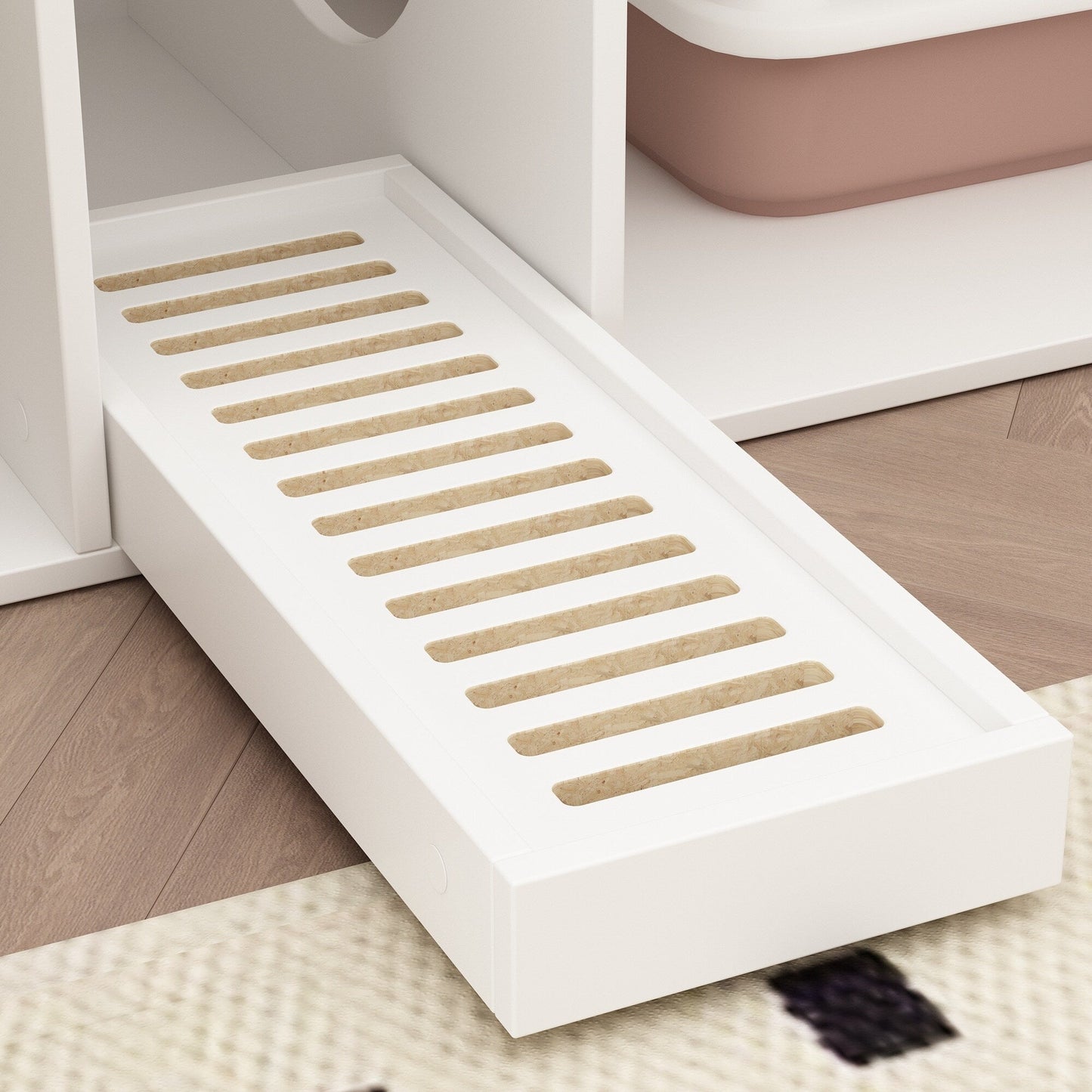 Meuble multifonctionnel pour bac à litière à double compartiment