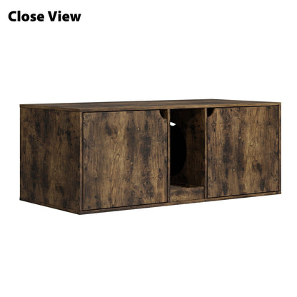 Meuble multifonctionnel pour bac à litière à double compartiment