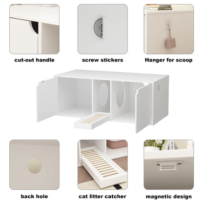 Meuble multifonctionnel pour bac à litière à double compartiment
