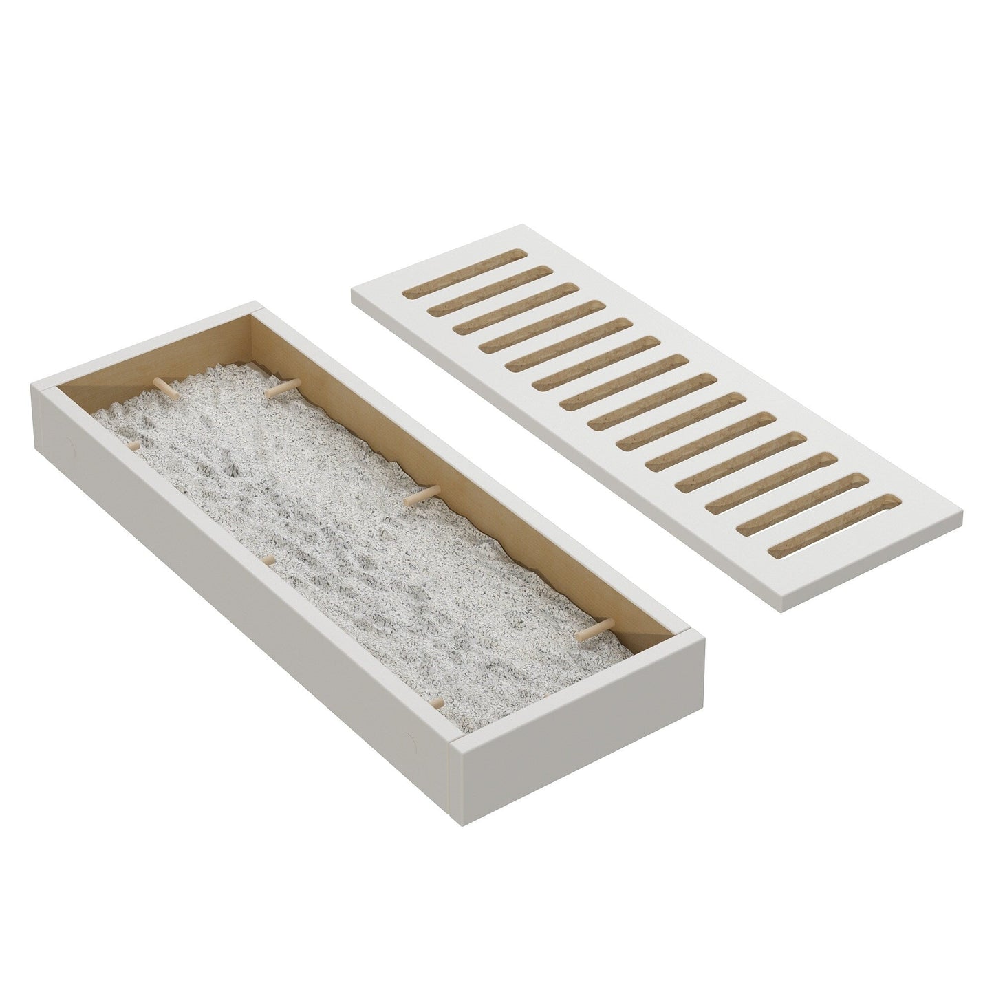 Meuble multifonctionnel pour bac à litière à double compartiment