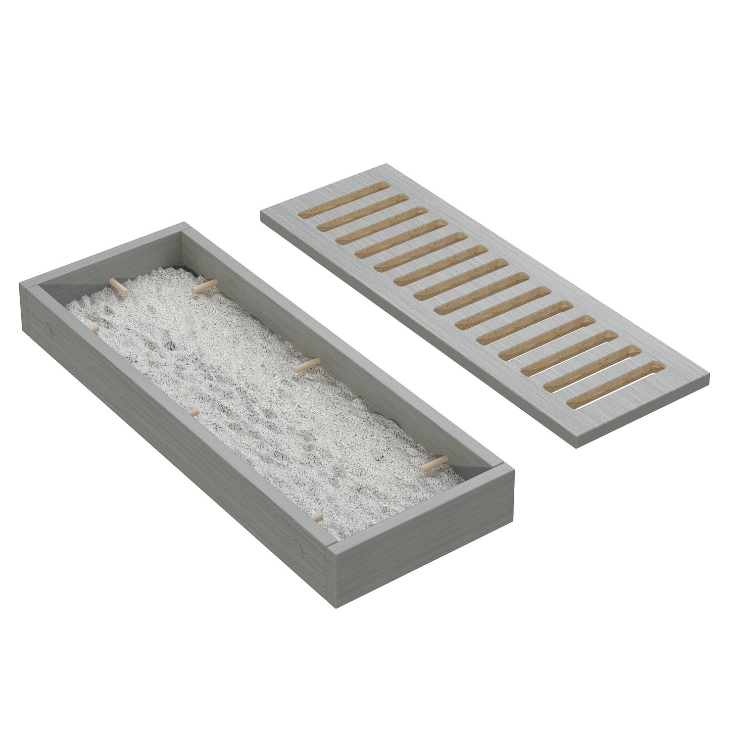 Meuble multifonctionnel pour bac à litière à double compartiment