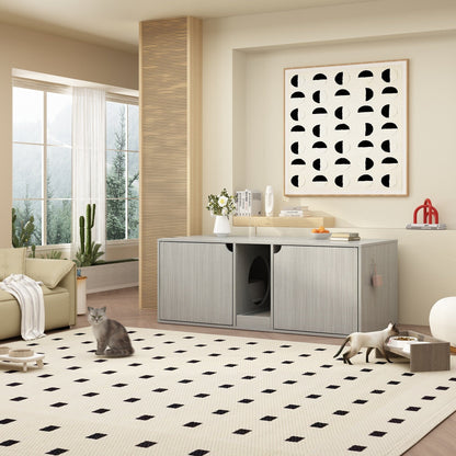 Meuble multifonctionnel pour bac à litière à double compartiment