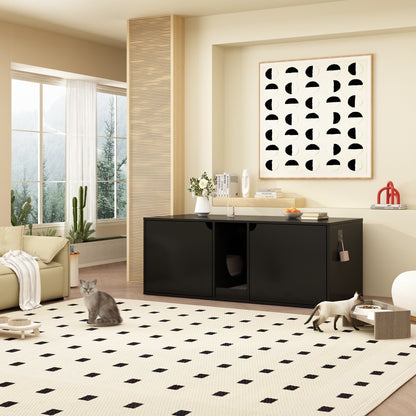 Meuble multifonctionnel pour bac à litière à double compartiment