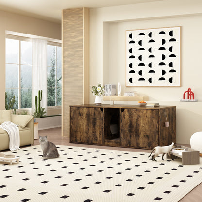 Meuble multifonctionnel pour bac à litière à double compartiment