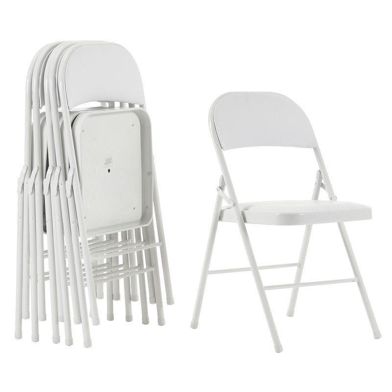 Chaises pliantes élégantes en fer et PVC pour congrès et expositions, blanches