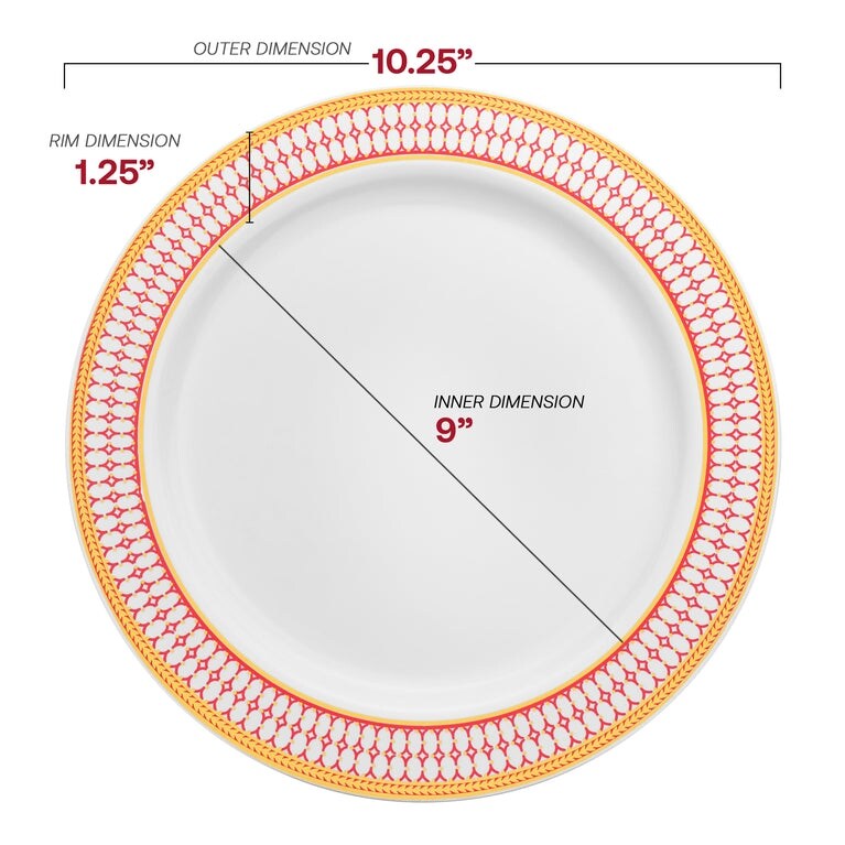 Assiettes jetables en plastique à bordure dorée élégante - Articles de fête