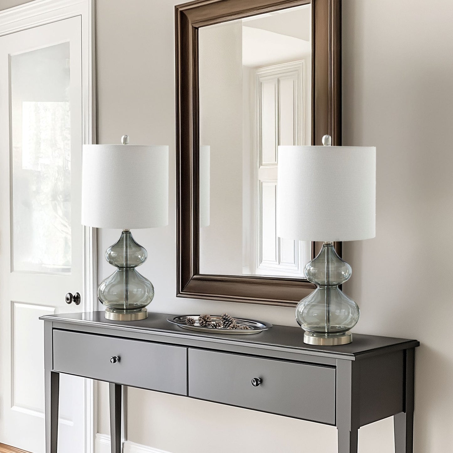 Lampe de table en verre courbé Ellipse, lot de 2