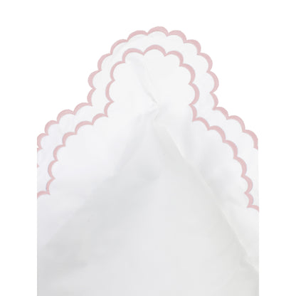 Parure de couette et taie d'oreiller double en percale de coton brodée et festonnée