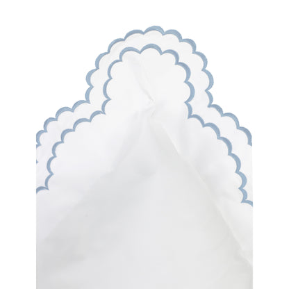 Parure de couette et taie d'oreiller double en percale de coton brodée et festonnée