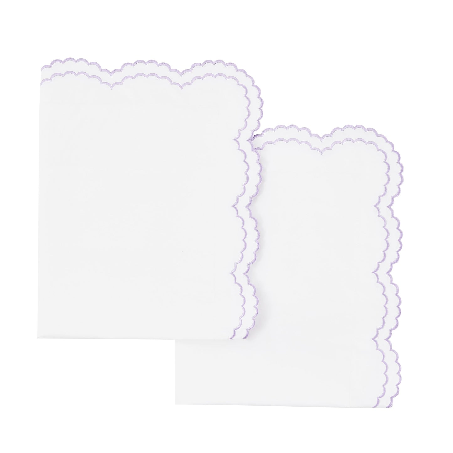 Parure de couette et taie d'oreiller double en percale de coton brodée et festonnée