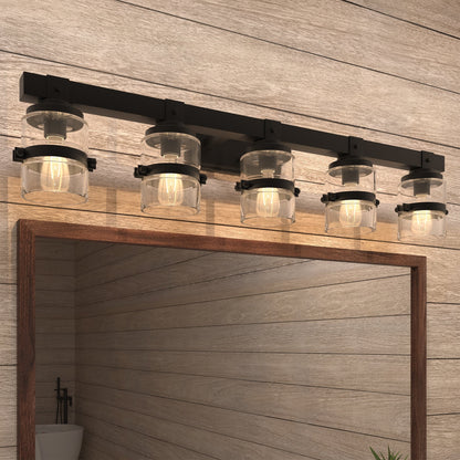 ExBrite Farmhouse 3-lights Bathroom Dimmable Iron Black Vanity Lights Wall Sconces