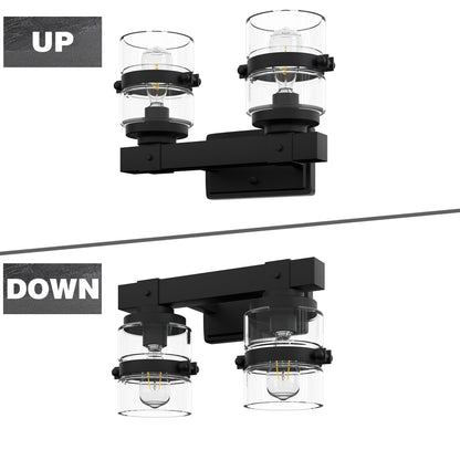 ExBrite Farmhouse 3-lights Bathroom Dimmable Iron Black Vanity Lights Wall Sconces