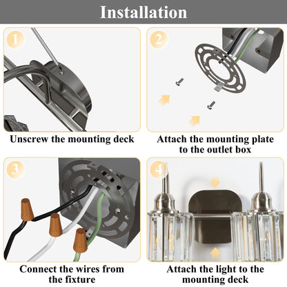 ExBrite Modern Rose Gold 1/2/3/4/5-light Bathroom Dimmable Crystal Vanity Lights Wall Sconces