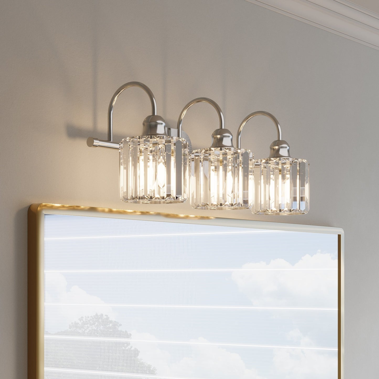 ExBrite Modern Rose Gold 1/2/3/4/5-light Bathroom Dimmable Crystal Vanity Lights Wall Sconces