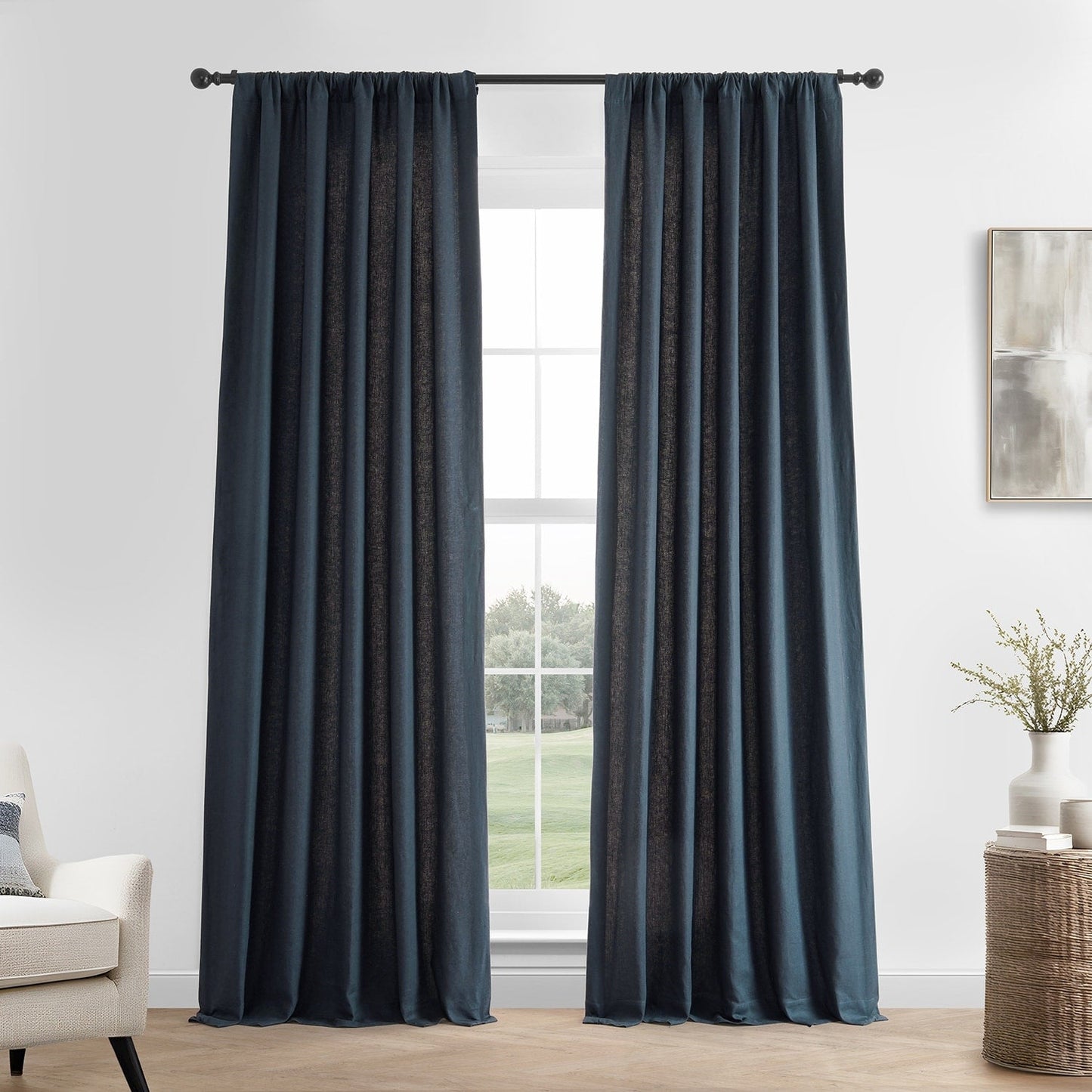 Exclusive Fabrics French Linen Room Darkening Curtains Panel - Elegant luxurious Drapes (1 Panel)