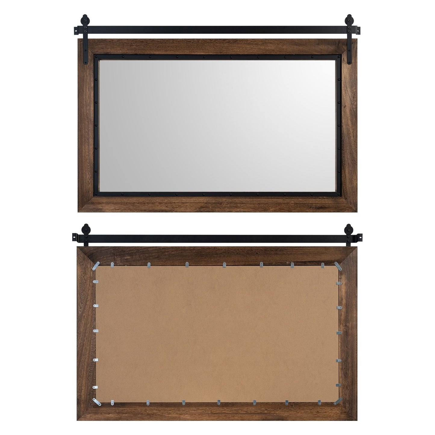 Farmhouse Barn Door Style Natural Wood Bathroom Vanity Wall Mirror