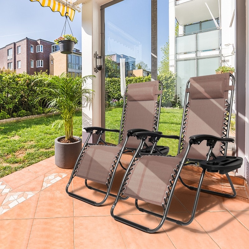 Chaises longues inclinables pliantes à gravité zéro pour jardin (lot de 2)
