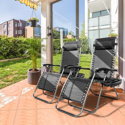 Chaises longues inclinables pliantes à gravité zéro pour jardin (lot de 2)