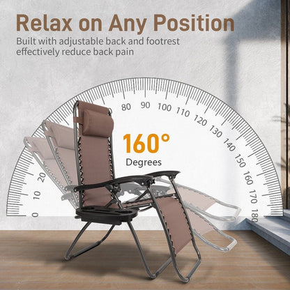 Chaises longues inclinables pliantes à gravité zéro pour jardin (lot de 2)