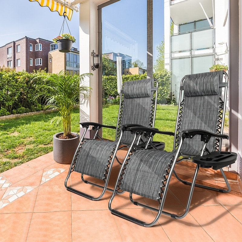 Chaises longues inclinables pliantes à gravité zéro pour jardin (lot de 2)