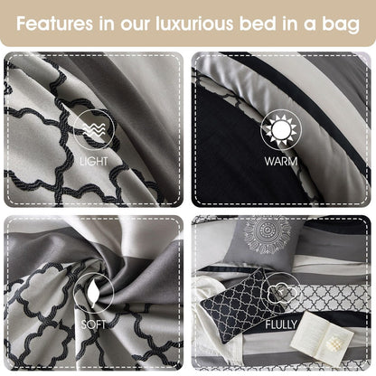 Ensemble de couette Nanshing Avalon Trellis 8 pièces à imprimé marocain