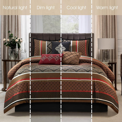 Ensemble de couette géométrique en jacquard Nanshing Jensen 7 pièces