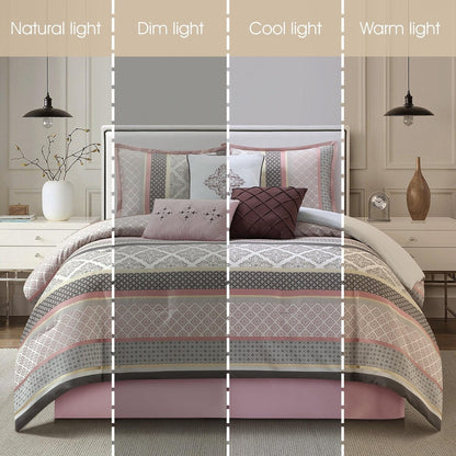 Ensemble de couette géométrique en jacquard Nanshing Jensen 7 pièces