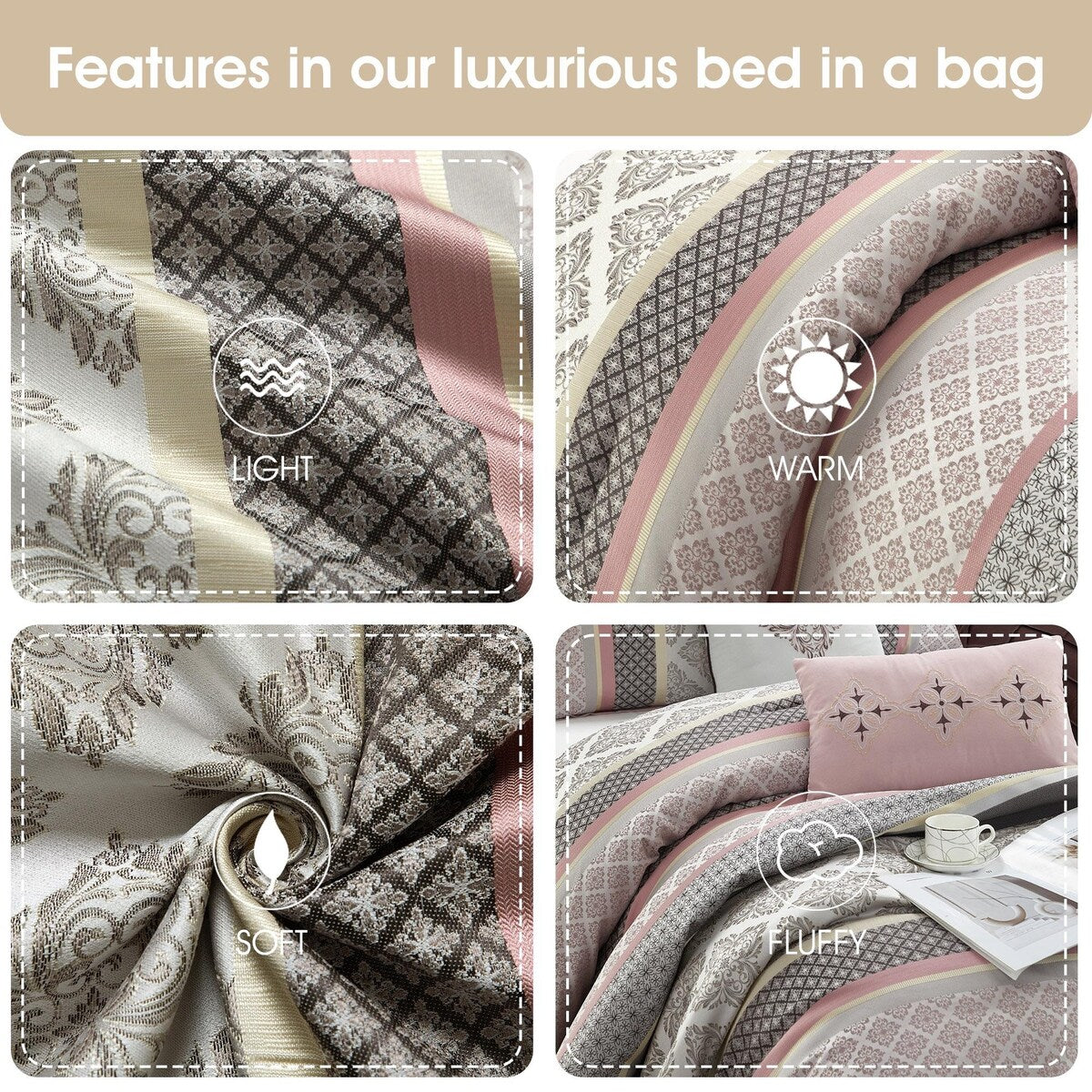 Ensemble de couette géométrique en jacquard Nanshing Jensen 7 pièces