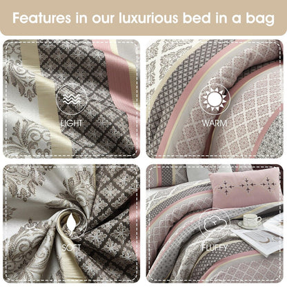 Ensemble de couette géométrique en jacquard Nanshing Jensen 7 pièces