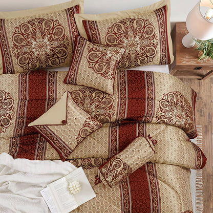 Ensemble de couette élégant médaillon Nanshing Prince 7 pièces