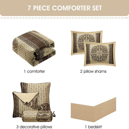 Ensemble de couette élégant médaillon Nanshing Prince 7 pièces