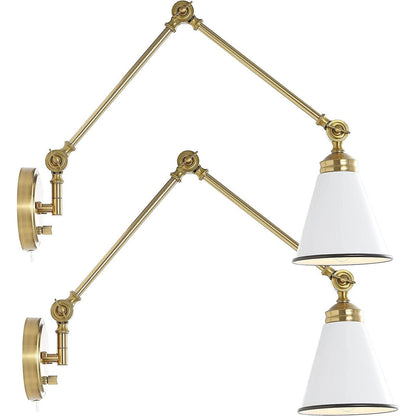 Applique murale industrielle à bras pivotant WINGBO avec abat-jour en métal, paquet de 2...