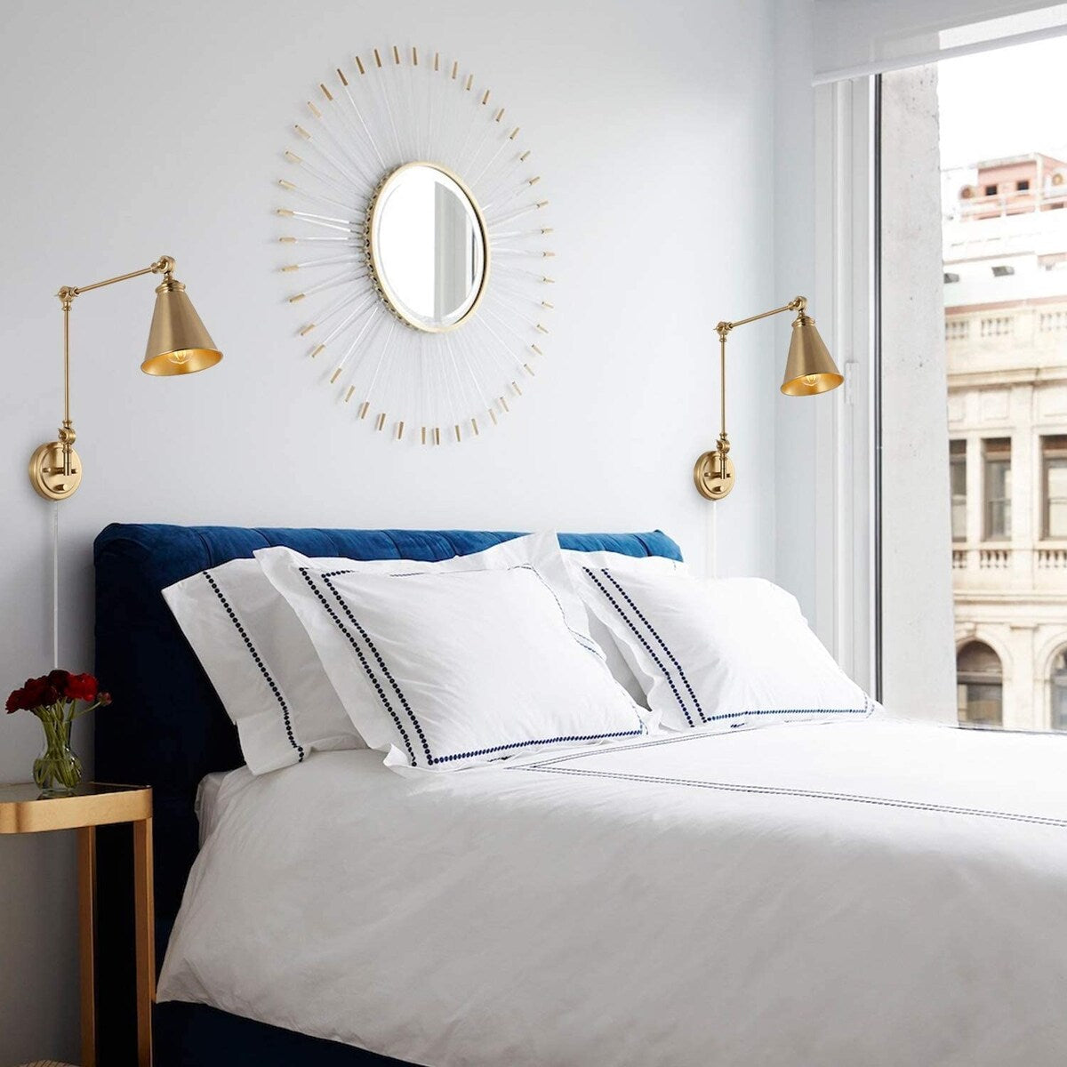 Applique murale industrielle à bras pivotant WINGBO avec abat-jour en métal, paquet de 2...