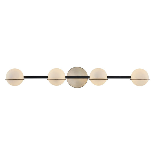 Barre de salle de bain Justice Design Group EVOLV Fusion Centric à 4 lumières avec abat-jour en verre opale