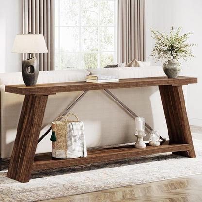 Console de canapé en bois rustique de 70,9 pouces de long avec étagère de rangement
