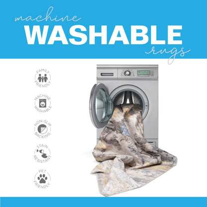 Tapis d'intérieur contemporain lavable et abstrait orange/bleu de Vista Home Marissa