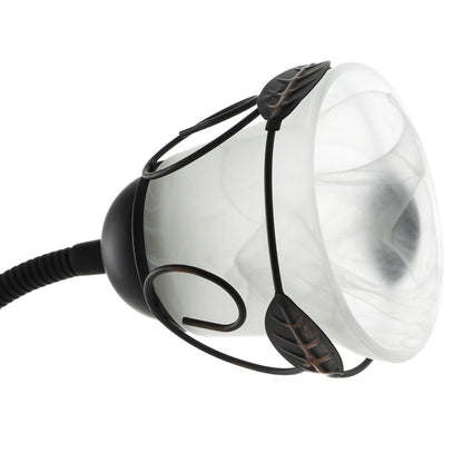 Lampadaire torchère traditionnel Moasis 71 avec lampe de lecture réglable, abat-jour en verre albâtre - 71H