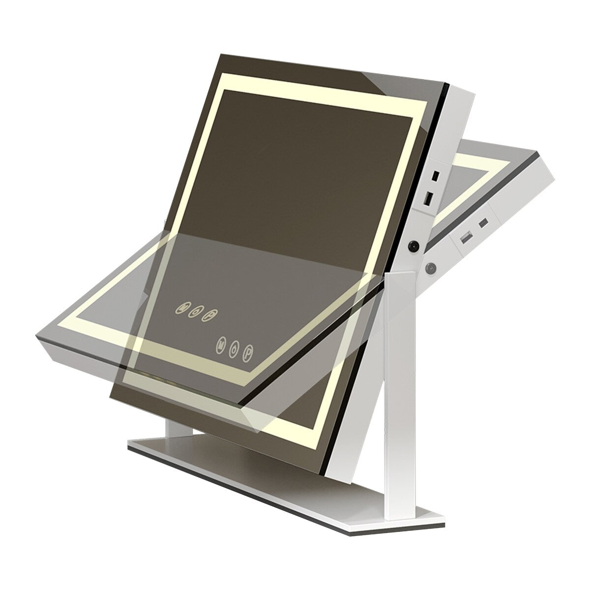 Miroir de maquillage Moasis avec éclairage LED, port de chargement USB, grossissement x10, haut-parleur Bluetooth