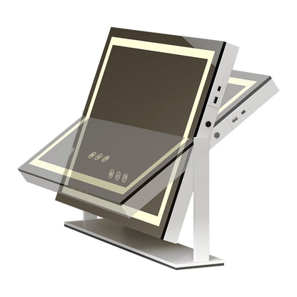 Miroir de maquillage Moasis avec éclairage LED, port de chargement USB, grossissement x10, haut-parleur Bluetooth