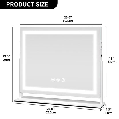 Miroir de maquillage Moasis avec éclairage LED, port de chargement USB, grossissement x10, haut-parleur Bluetooth