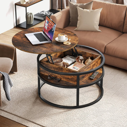 Table basse ronde relevable Moasis avec rangement dissimulé