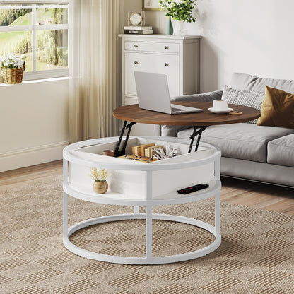 Table basse ronde relevable Moasis avec rangement dissimulé