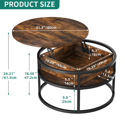 Table basse ronde relevable Moasis avec rangement dissimulé