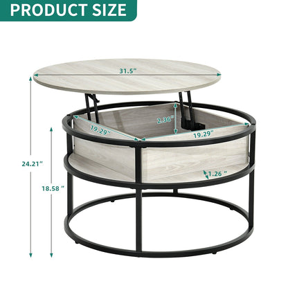Table basse ronde relevable Moasis avec rangement dissimulé