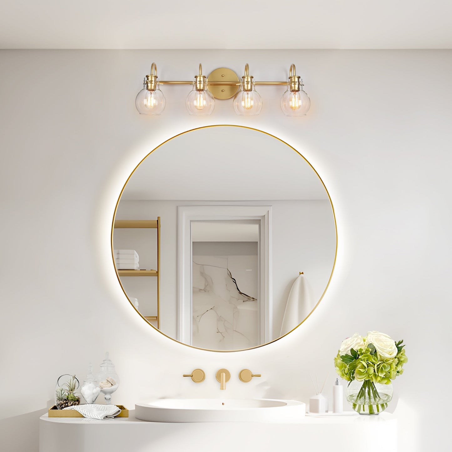 Applique murale moderne à 2, 3, 4 ou 5 lampes pour salle de bain, design minimaliste, en verre
