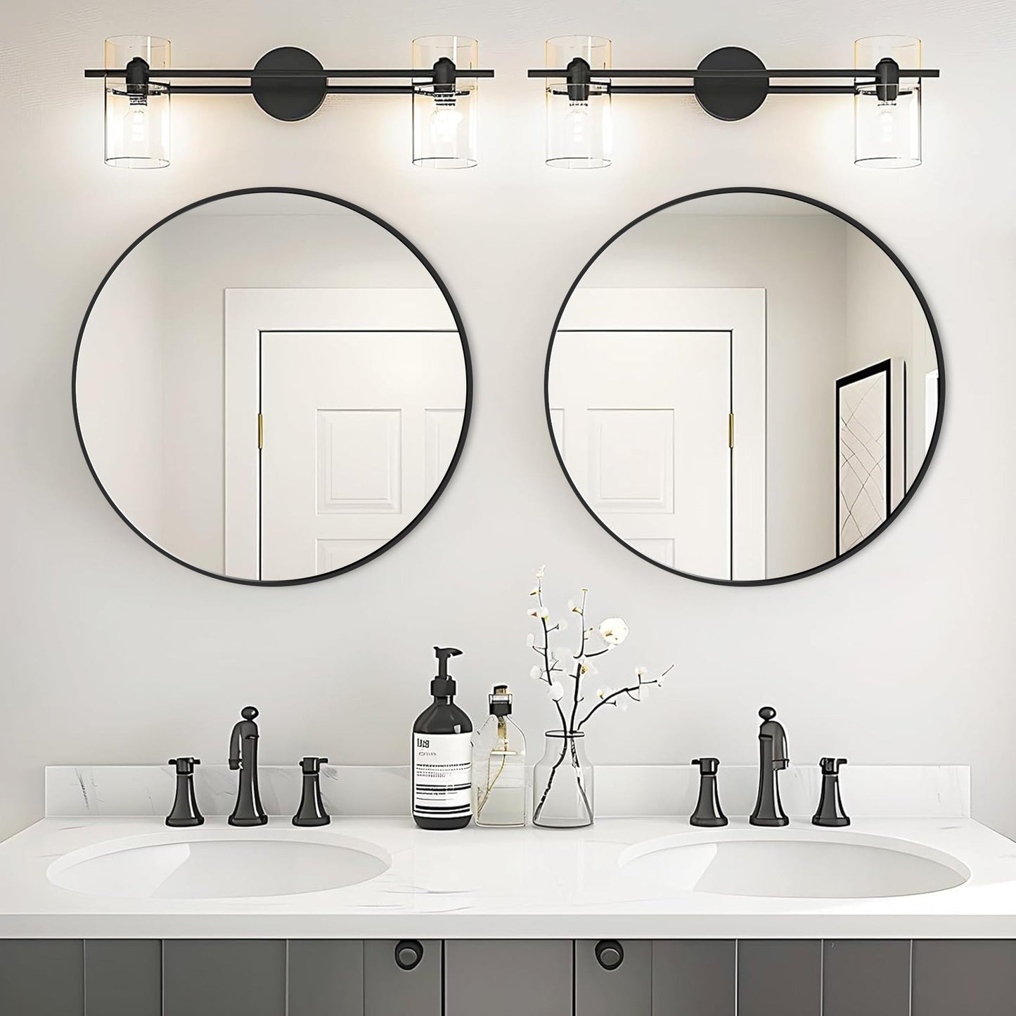 Miroir de courtoisie rond mural pour salle de bain moderne