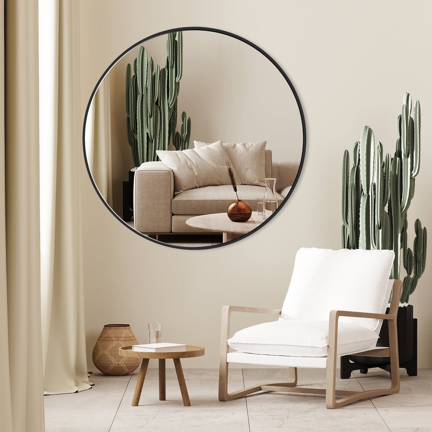 Miroir de courtoisie rond mural pour salle de bain moderne