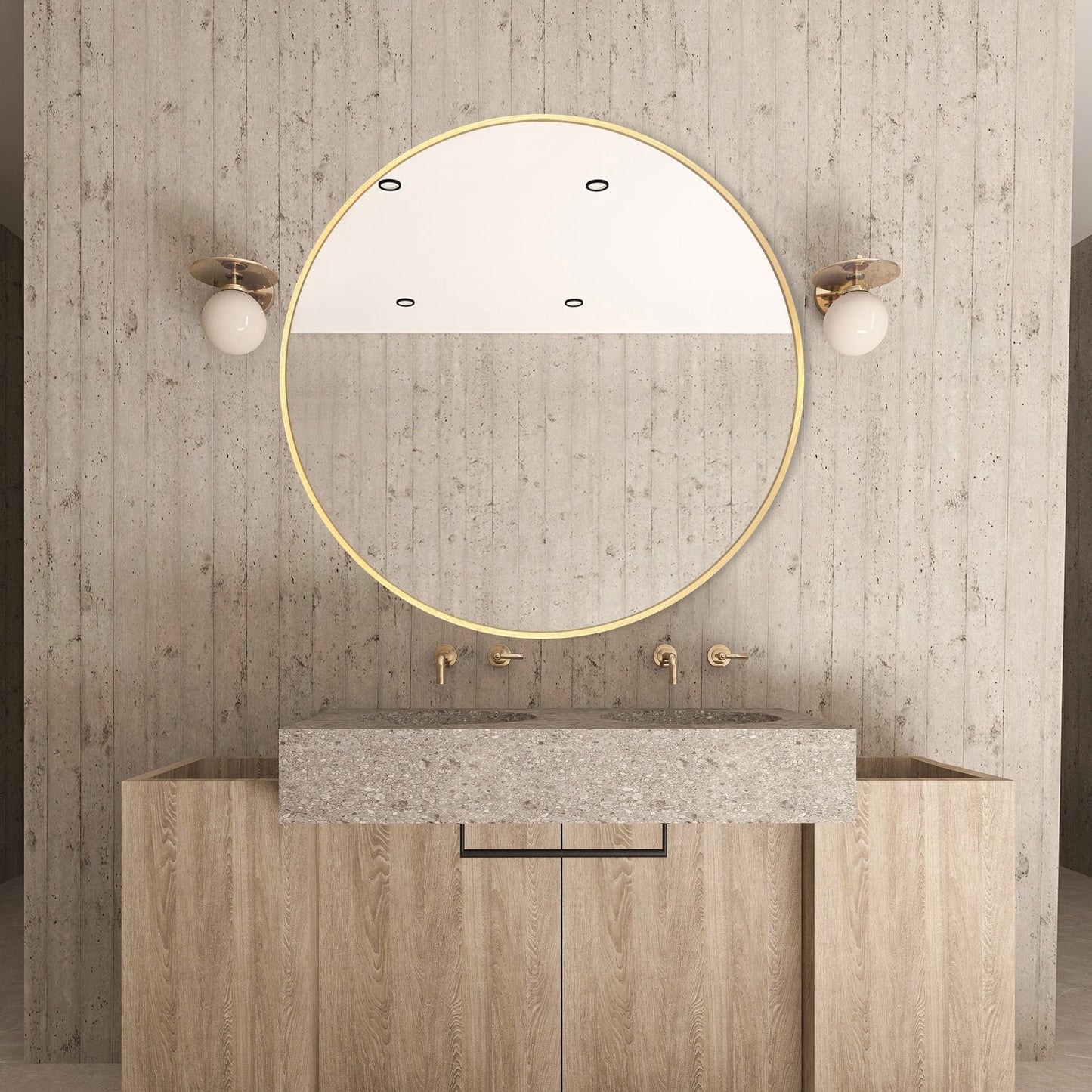 Miroir de courtoisie rond mural pour salle de bain moderne
