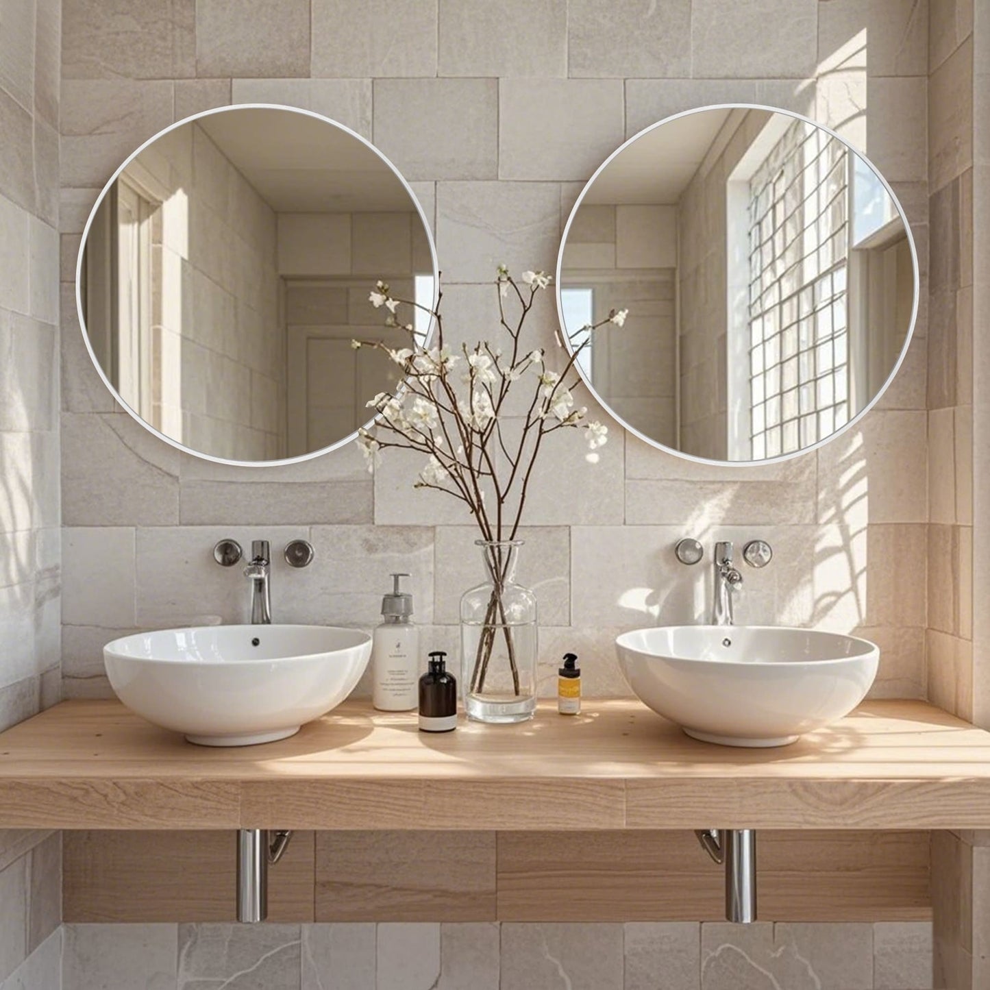 Miroir de courtoisie rond mural pour salle de bain moderne