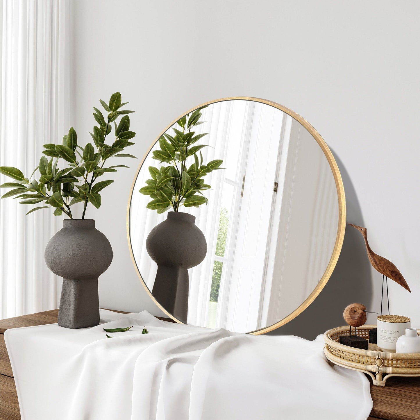 Miroir de courtoisie rond mural pour salle de bain moderne